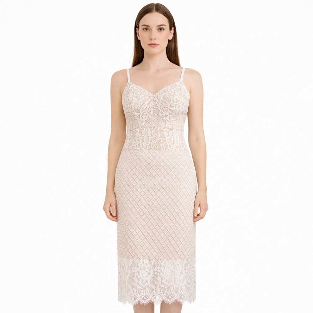 NWT Lulus Ivory Lace Midi Dress